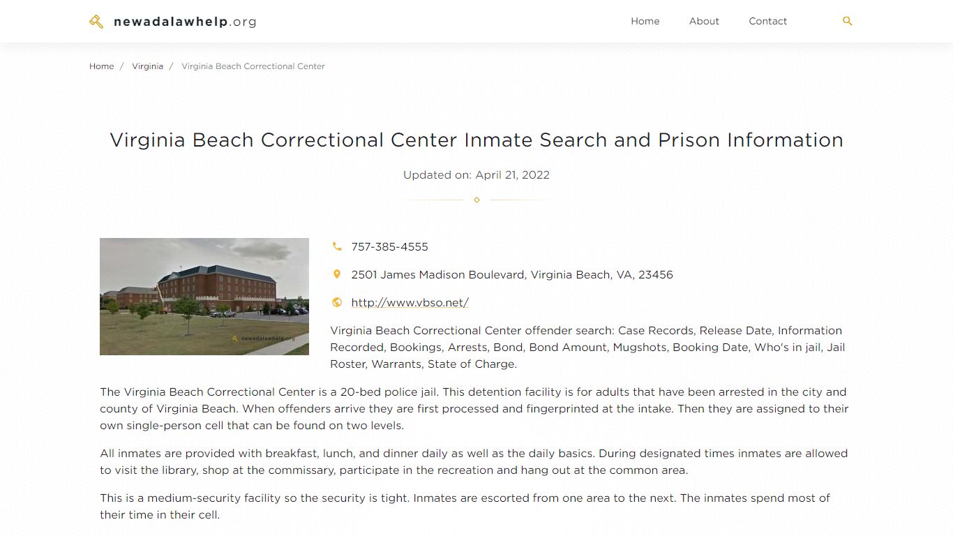 Virginia Beach Correctional Center Inmate Search ...