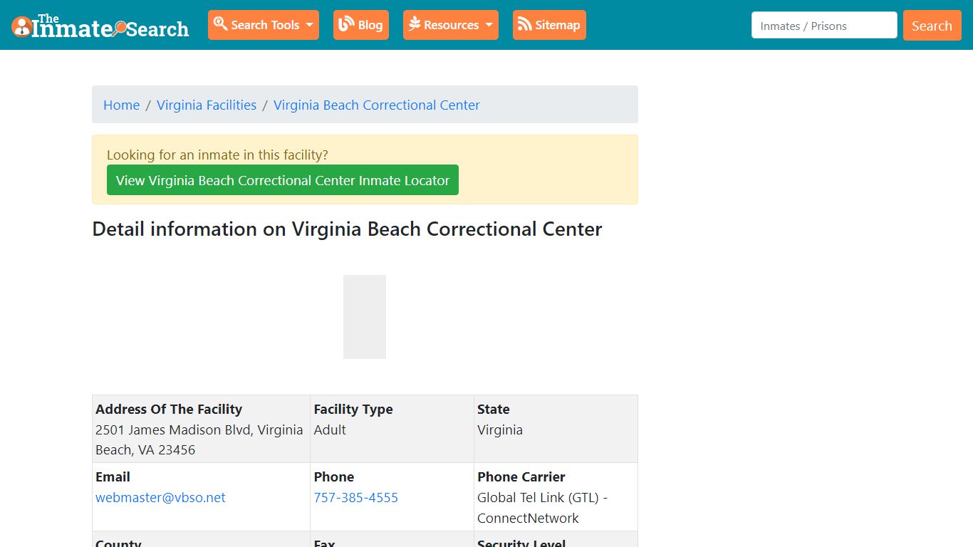 Information on Virginia Beach Correctional Center